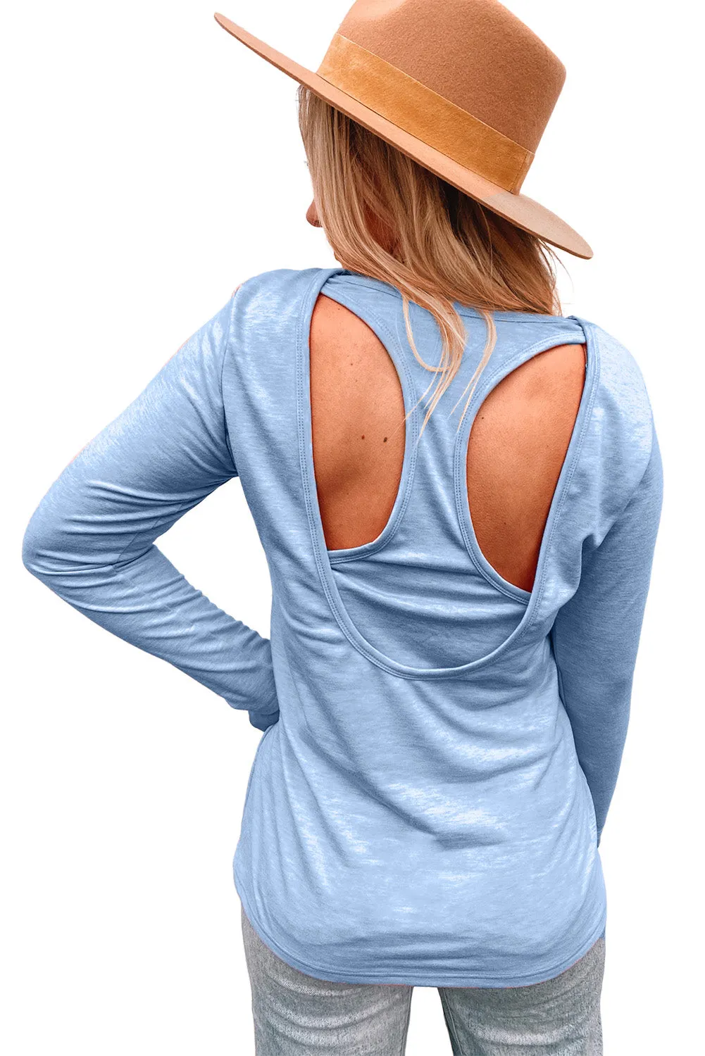 Open Back Long Sleeve Knit Top