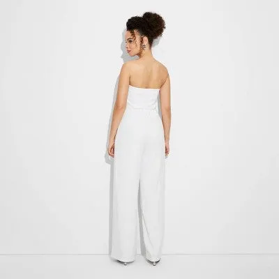Open Box - Women's Wide Leg Tube Jumpsuit - Wild Fable White S