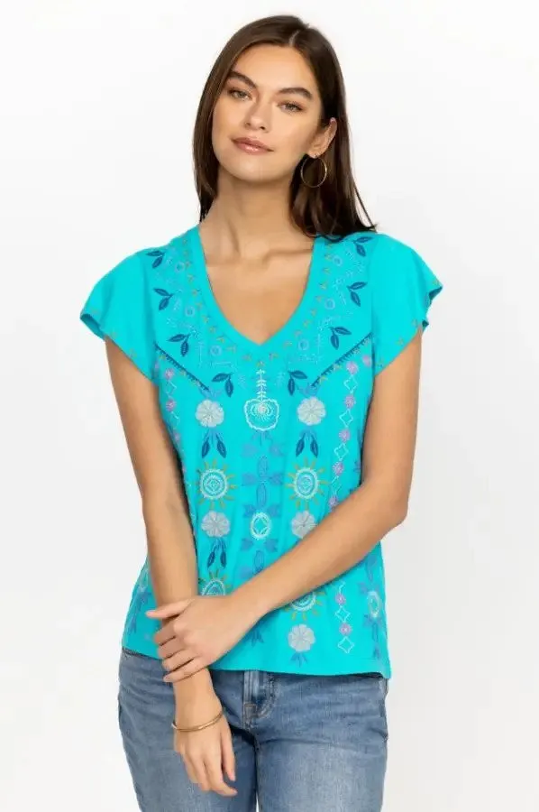 Oriel Flutter Sleeve Tee Blue Bird