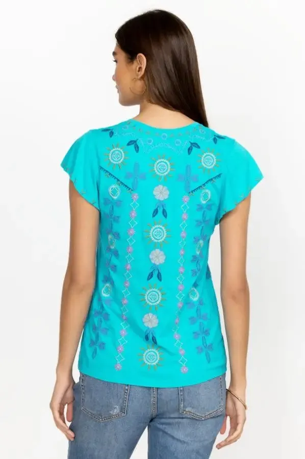 Oriel Flutter Sleeve Tee Blue Bird