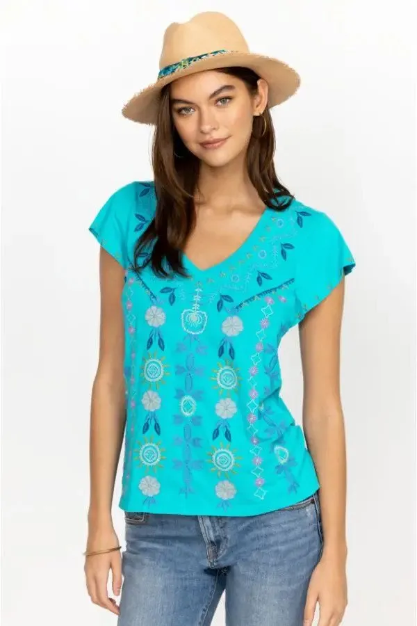 Oriel Flutter Sleeve Tee Blue Bird