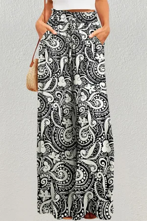 Paisley Printed High-Waisted Palazzo Pants for Women