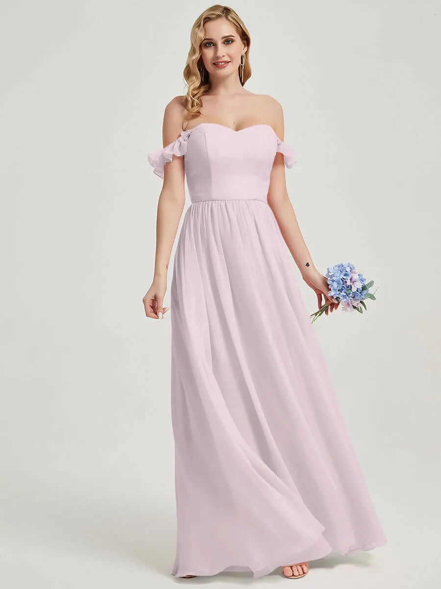 Pale Rose 3 In 1 Convertible Chiffon Floor Length Bridesmaid Dress