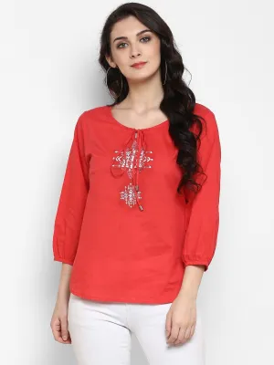 Pannkh Women's Bohemian Embroidered Top