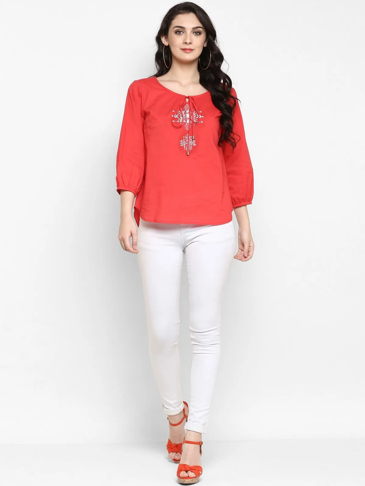 Pannkh Women's Bohemian Embroidered Top