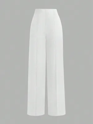 Pantalones rectos unicolor casual para mujer