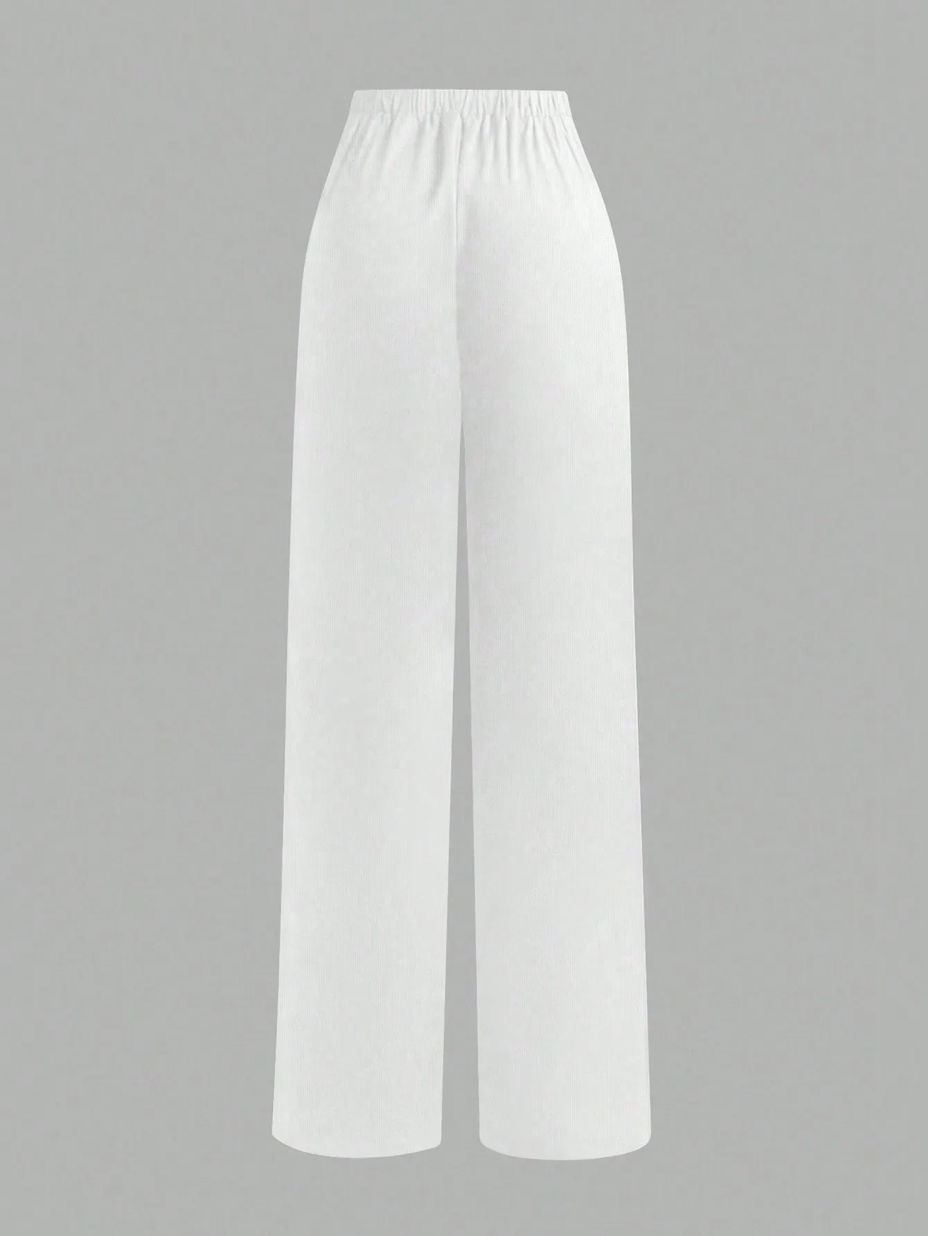 Pantalones rectos unicolor casual para mujer