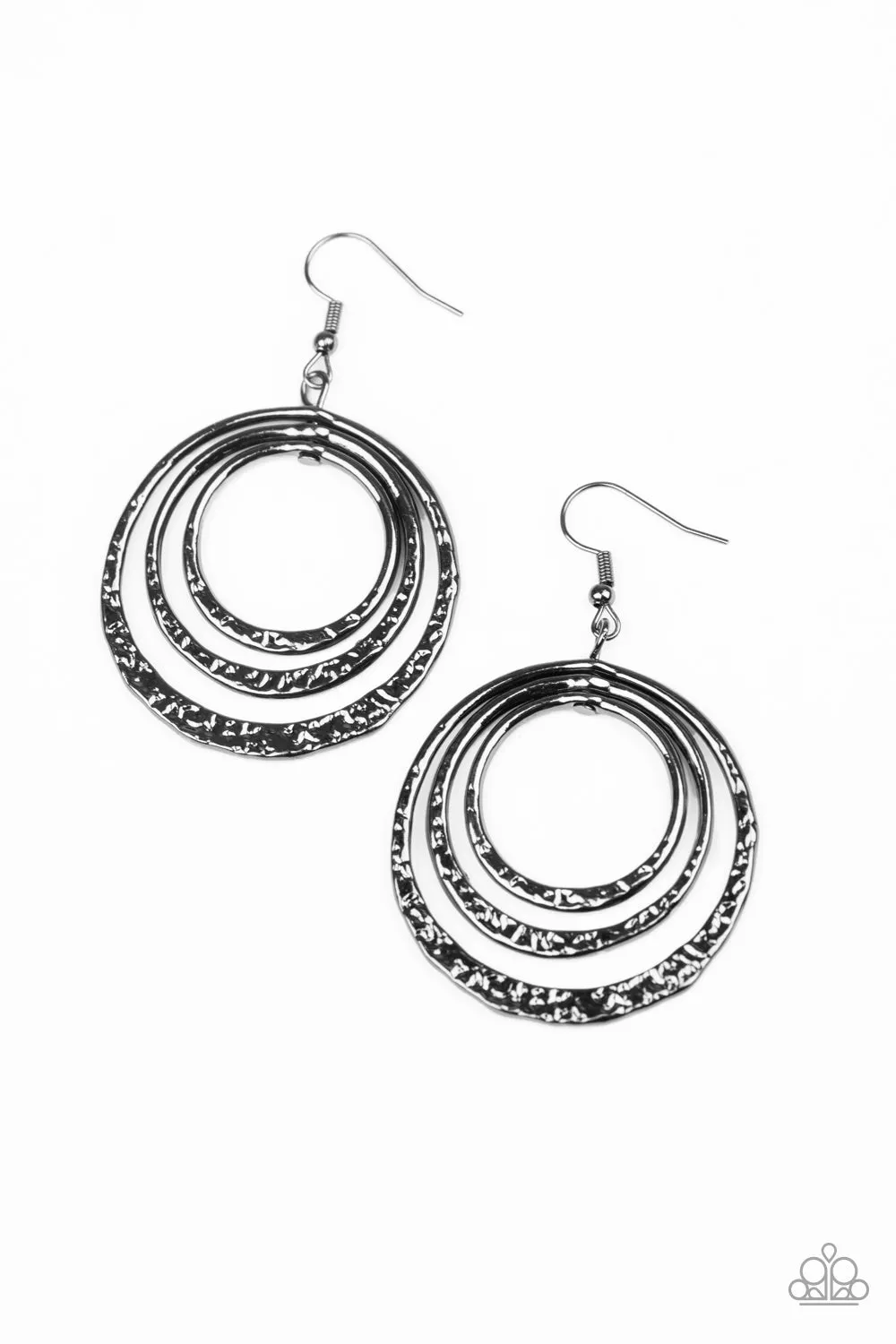Paparazzi Metallic Ruffle Earrings Black