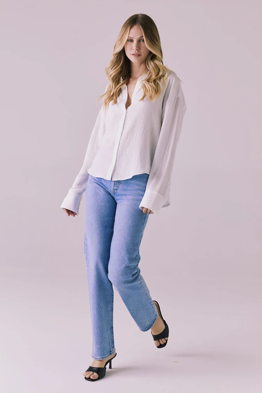 Paso White Button Up Long Sleeve