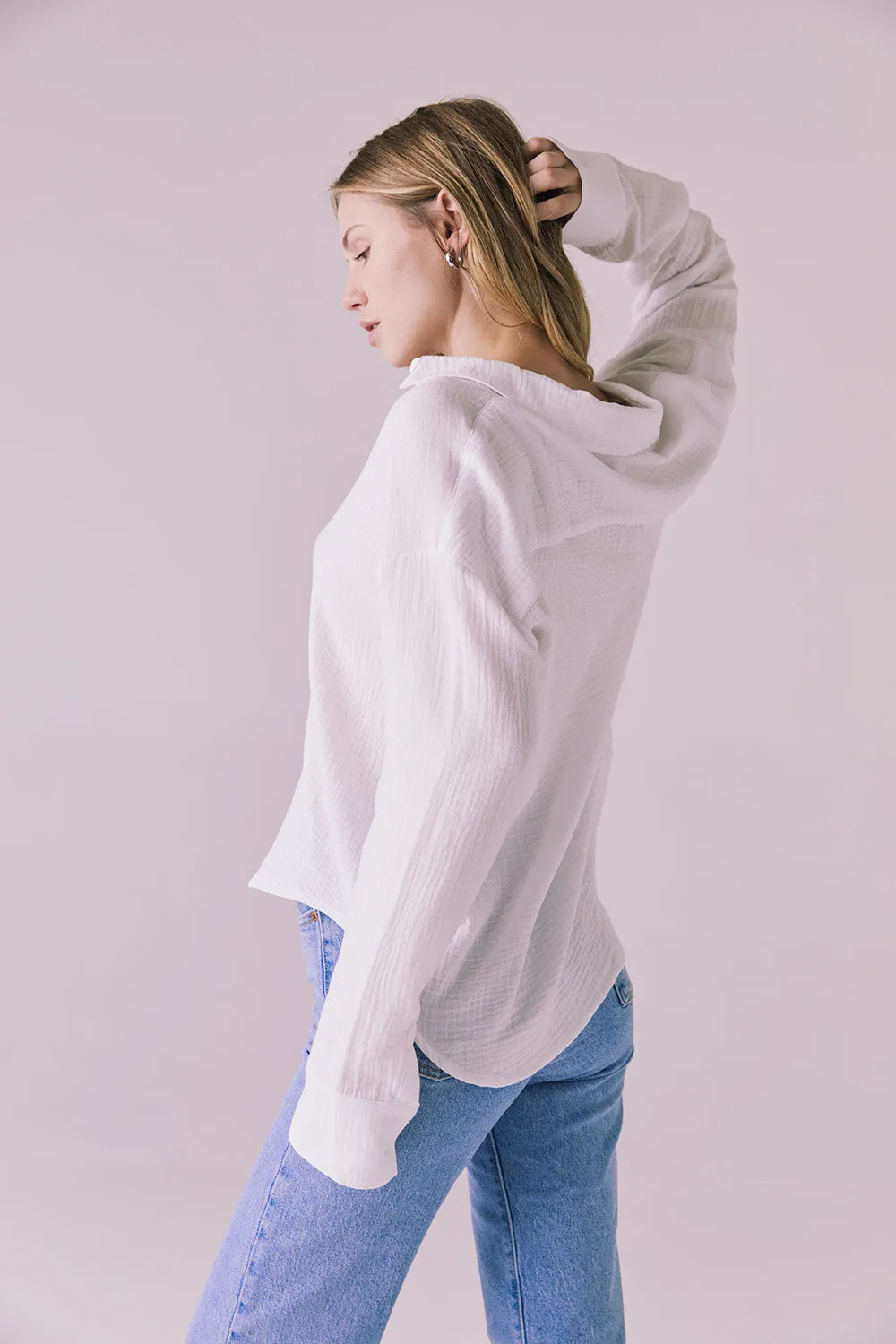 Paso White Button Up Long Sleeve