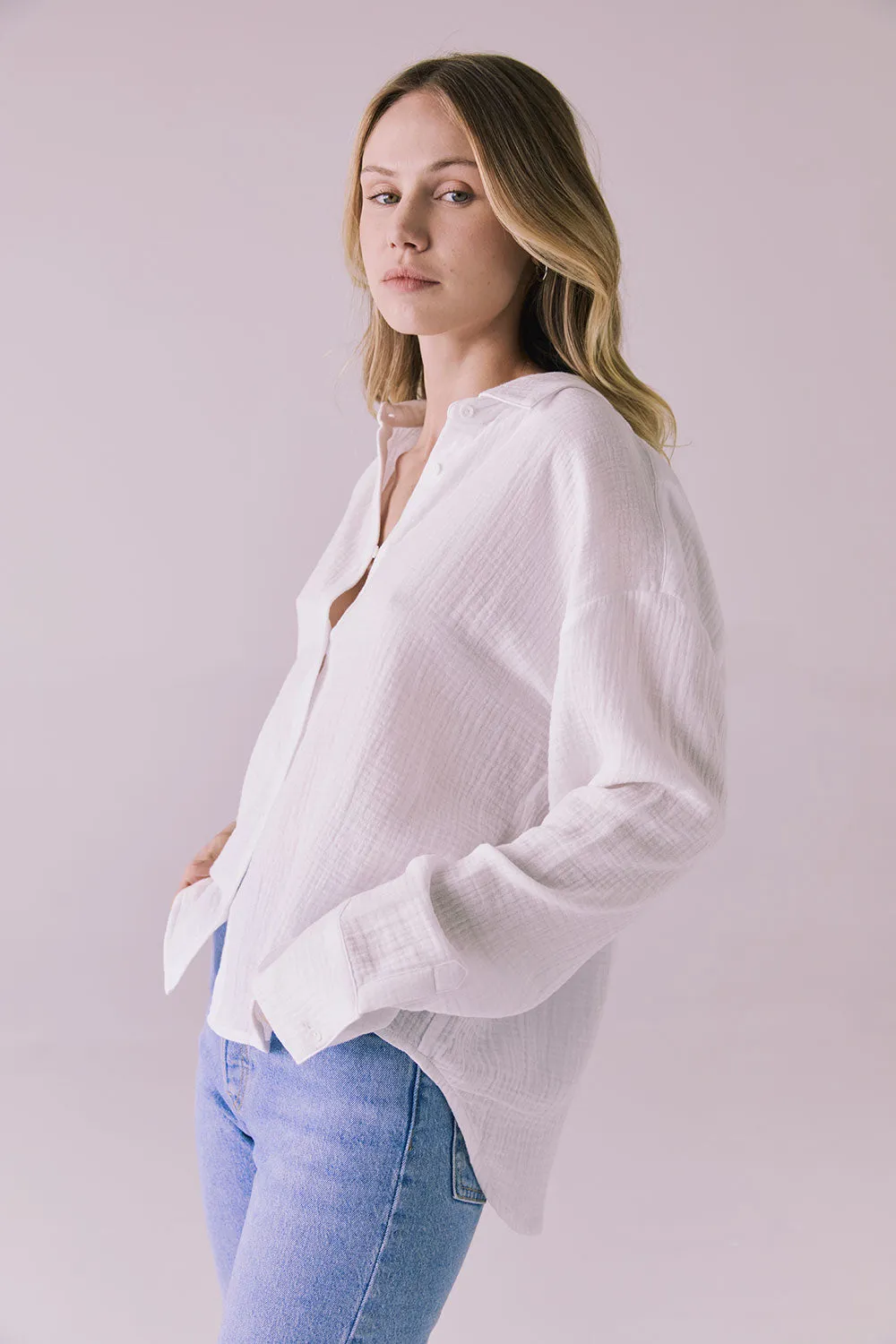 Paso White Button Up Long Sleeve