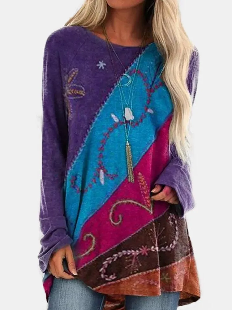 Patchwork Long Sleeve Sweater