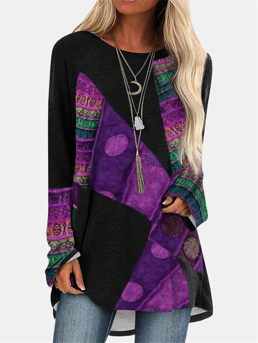 Patchwork Long Sleeve Sweater