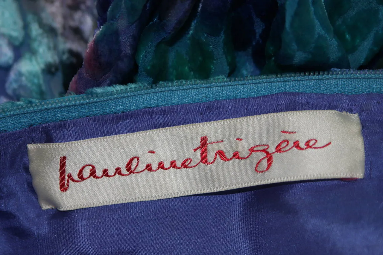 PAULINE TRIGERE Turquoise Velvet Dress Size Medium