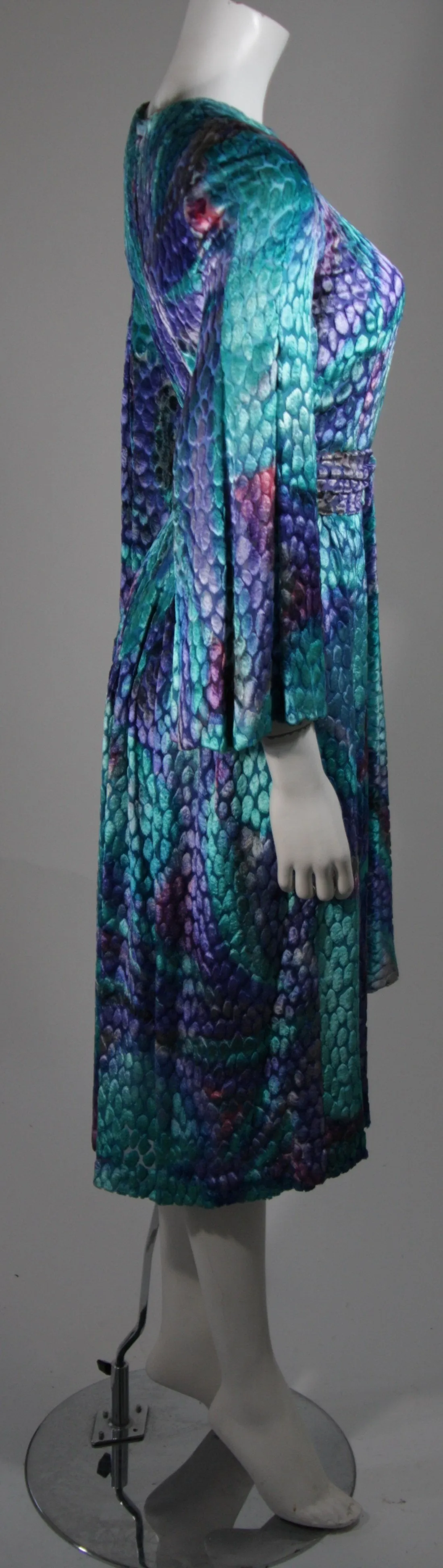 PAULINE TRIGERE Turquoise Velvet Dress Size Medium