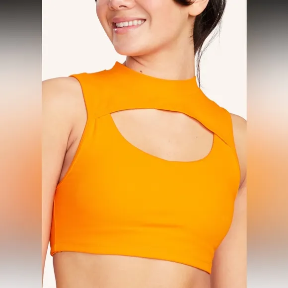 Peloton Cadent Rib Mock Neck Cut Out Bra