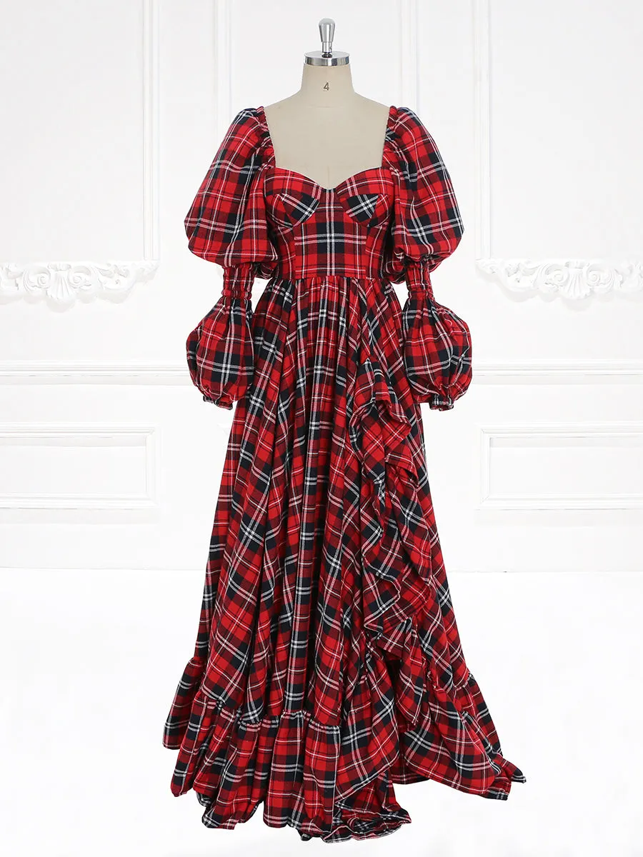 Personalized Plaid Christmas Dress Vintage Style Prom Dress Photo Shoot Dresses YW231115