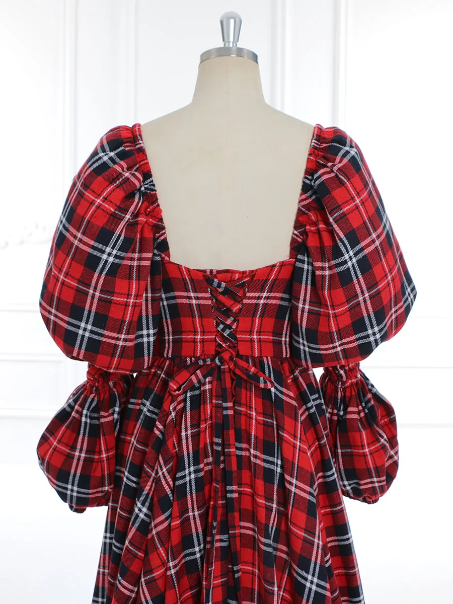 Personalized Plaid Christmas Dress Vintage Style Prom Dress Photo Shoot Dresses YW231115