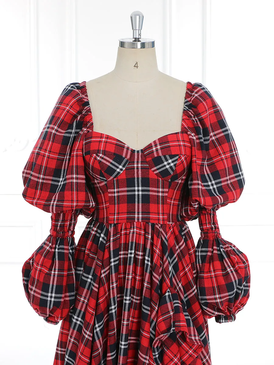 Personalized Plaid Christmas Dress Vintage Style Prom Dress Photo Shoot Dresses YW231115