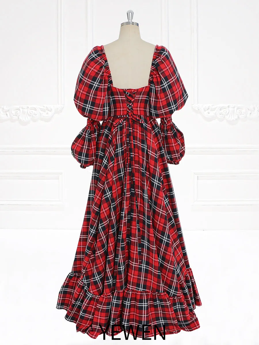 Personalized Plaid Christmas Dress Vintage Style Prom Dress Photo Shoot Dresses YW231115