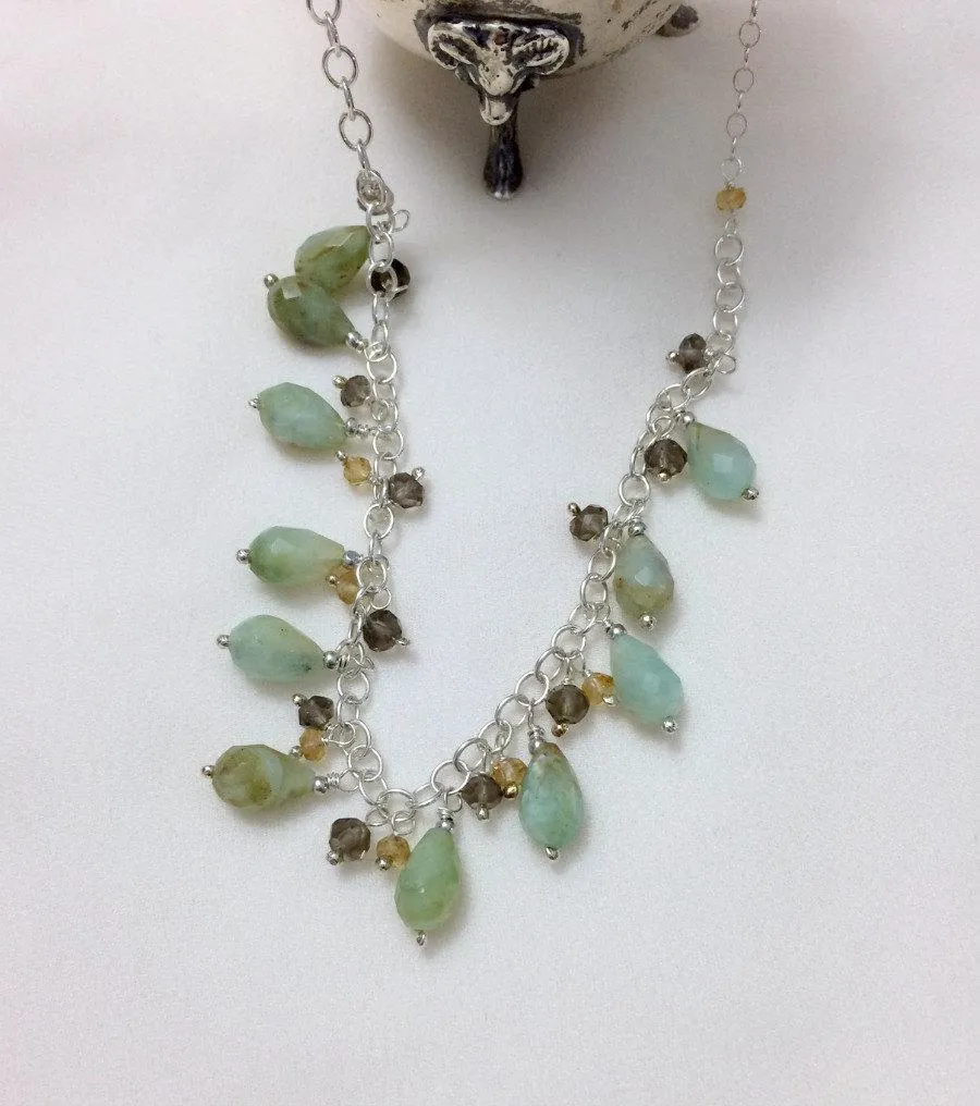 Peruvian Opal Sterling Silver Fringe Necklace