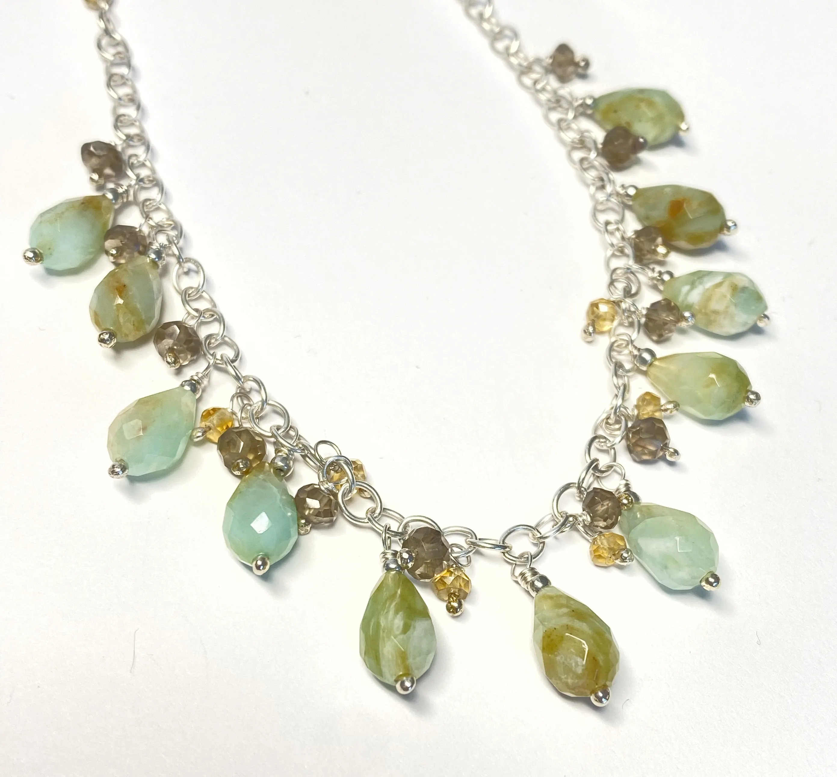 Peruvian Opal Sterling Silver Fringe Necklace
