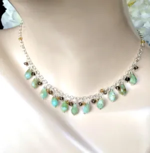 Peruvian Opal Sterling Silver Fringe Necklace