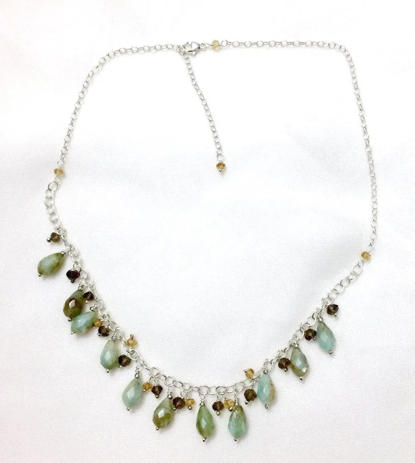 Peruvian Opal Sterling Silver Fringe Necklace