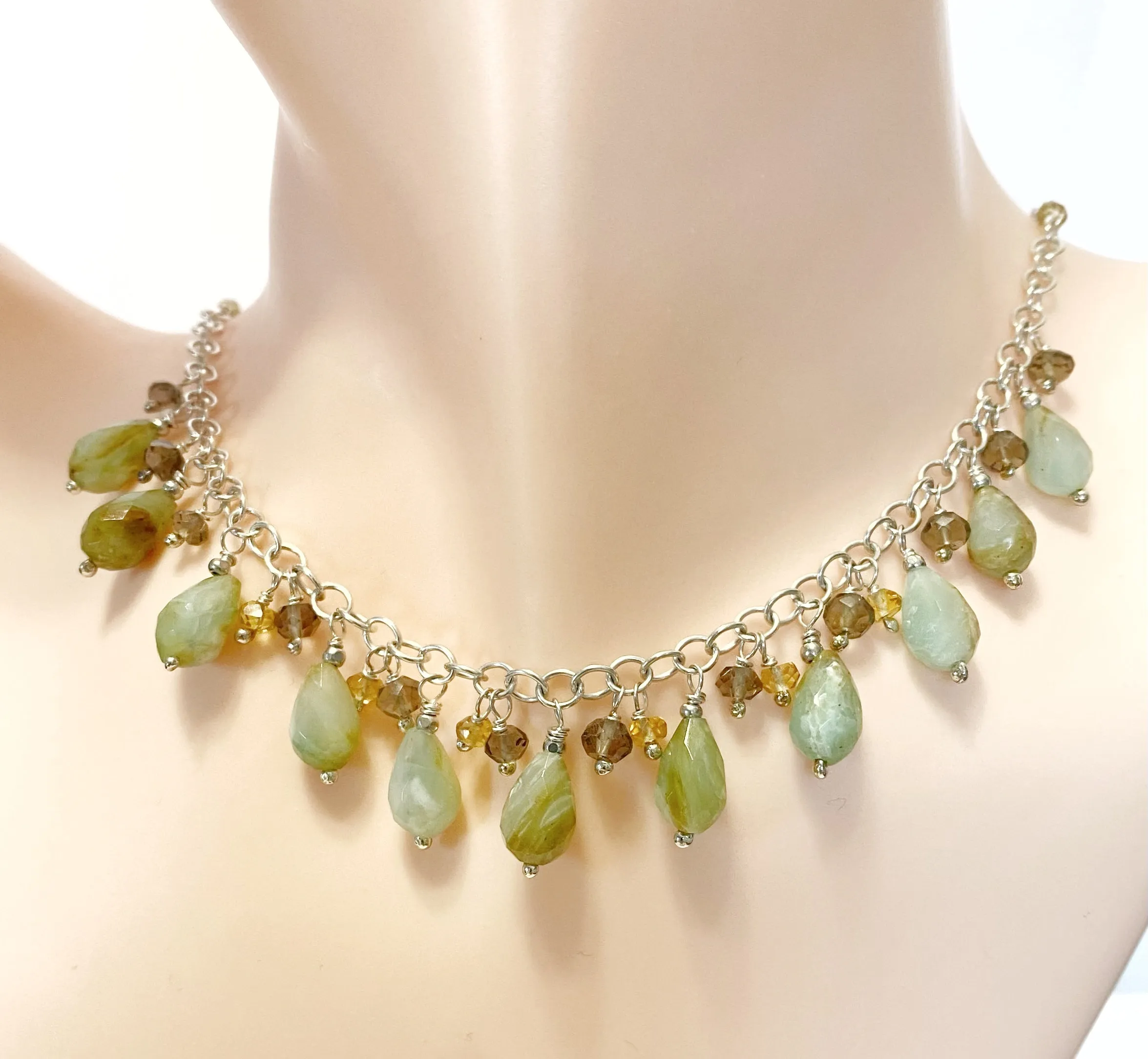 Peruvian Opal Sterling Silver Fringe Necklace