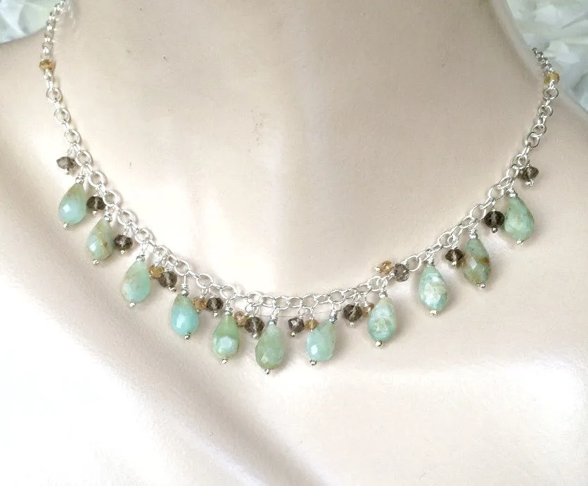 Peruvian Opal Sterling Silver Fringe Necklace