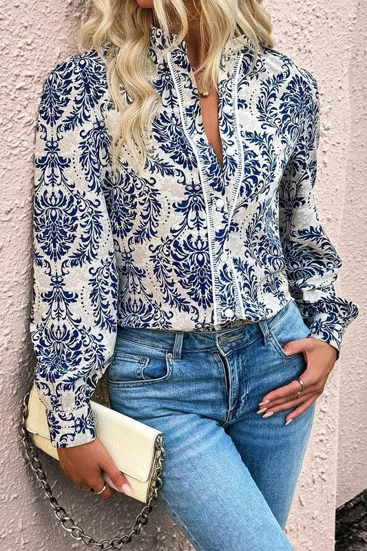 Phoenix Bohemian Printed Bishop Sleeve Shirt