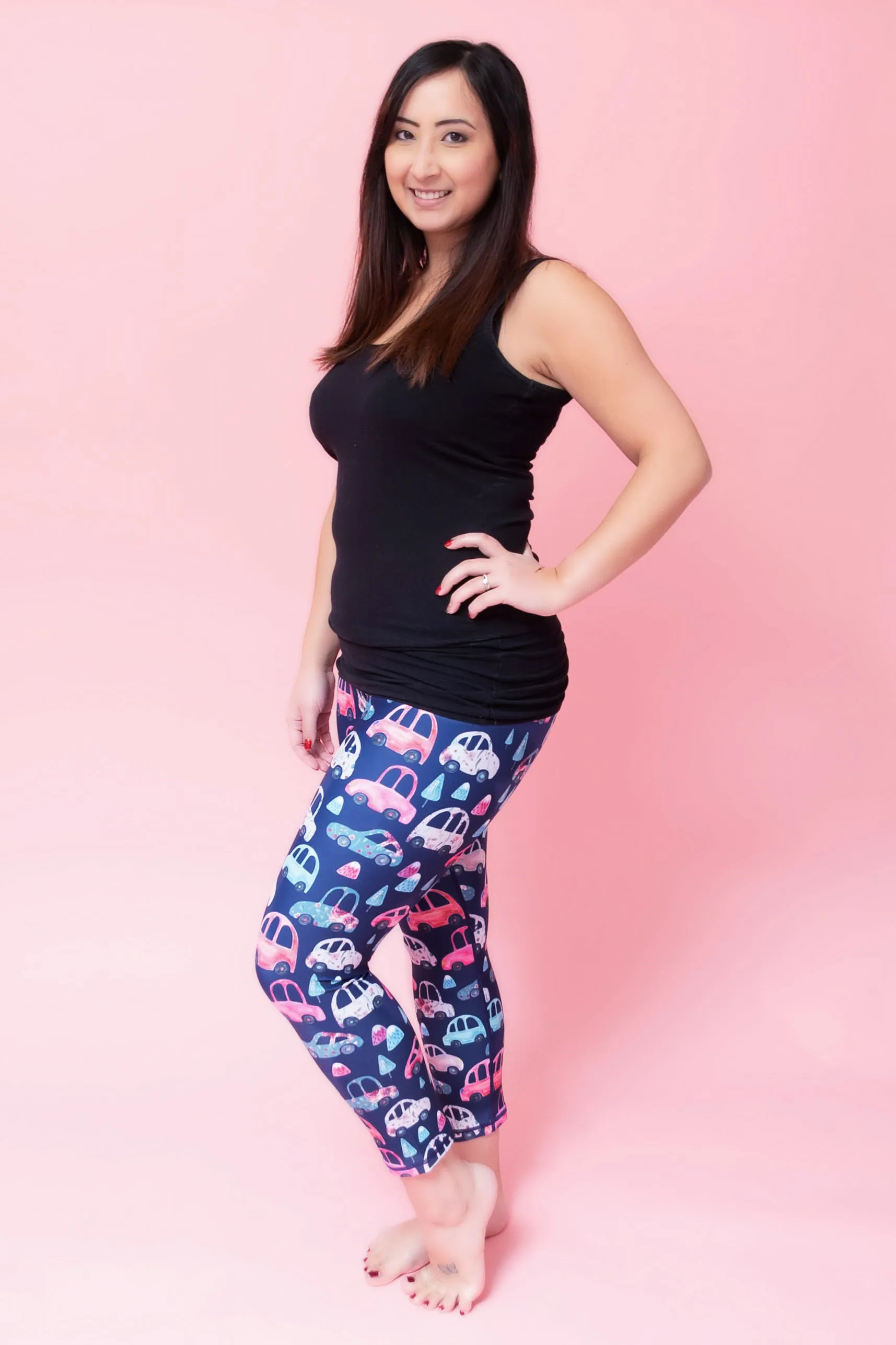 Pink Car Women's Activewear Leggings Capri