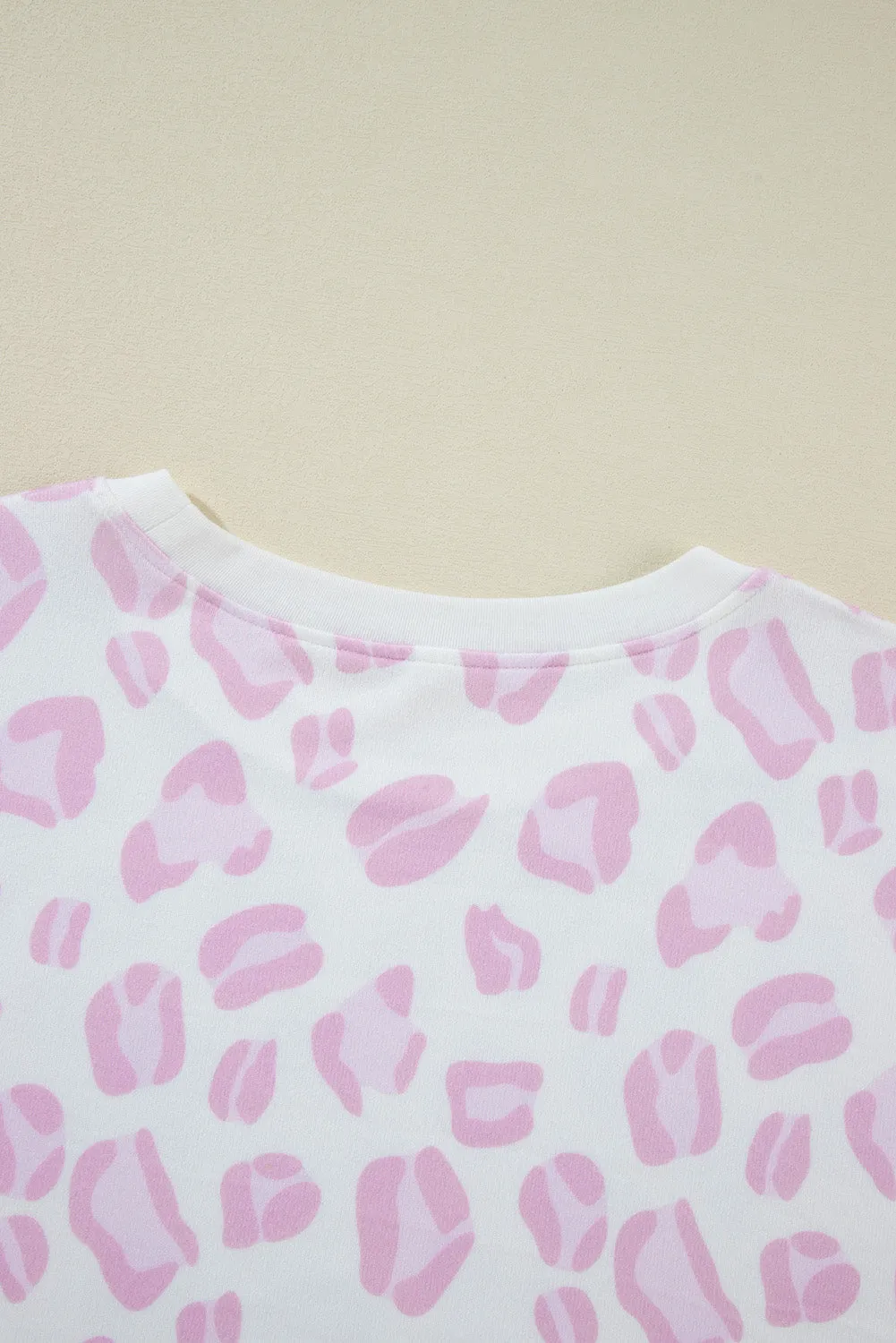 Pink Leopard Print Long Sleeve Top Plus Size Shorts Set