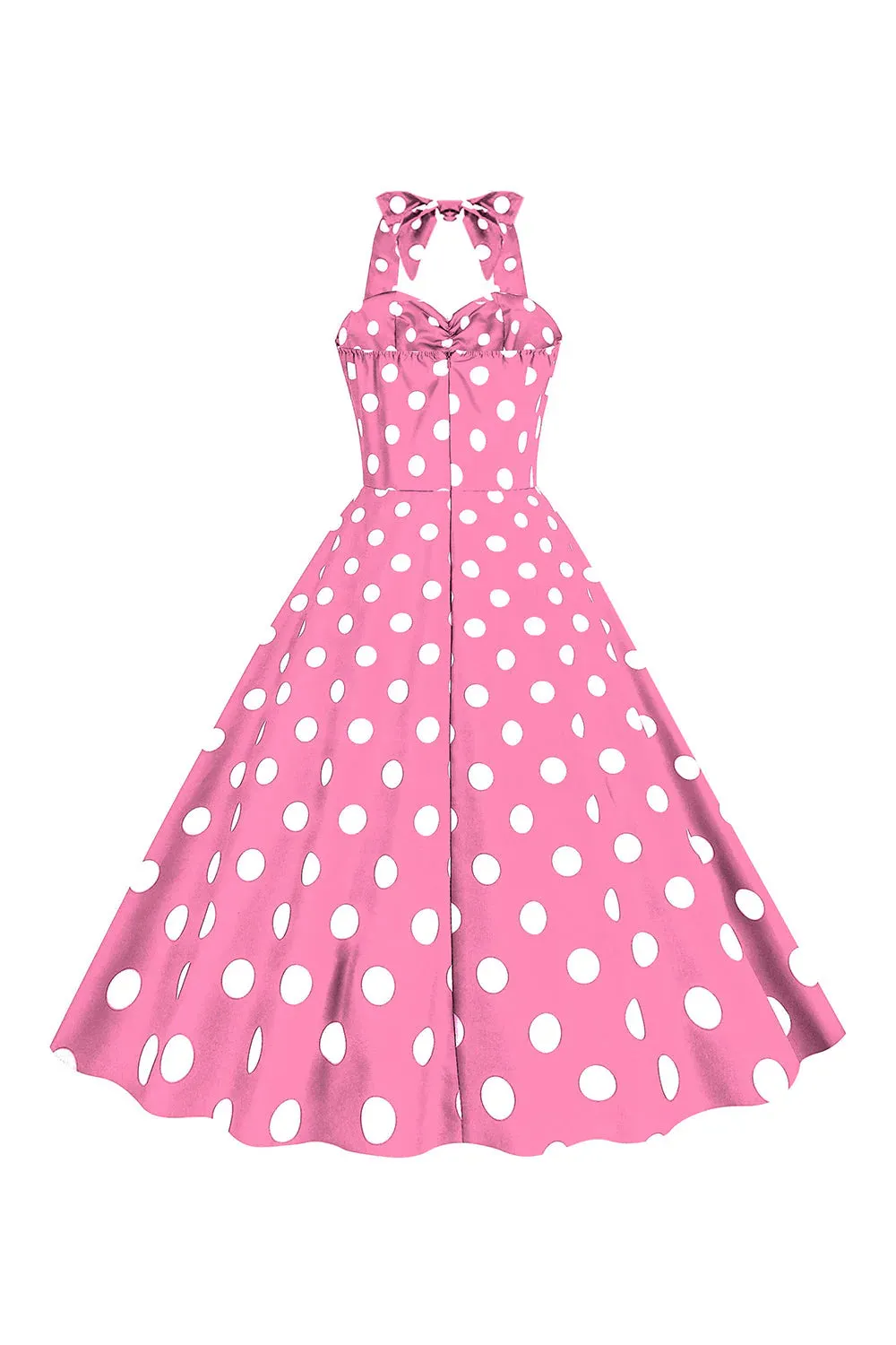 Pink Polka Dots Pin Up Vintage 1950s Dress