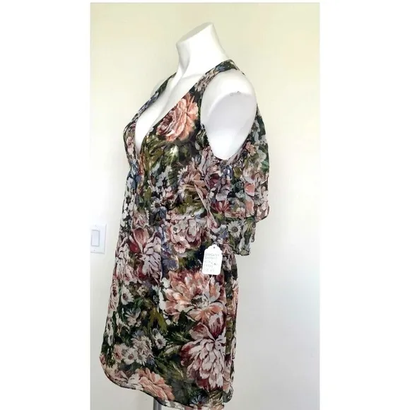 Planet Blue Blu moon renaissance ruffle Floral mini dress XSmall off the back