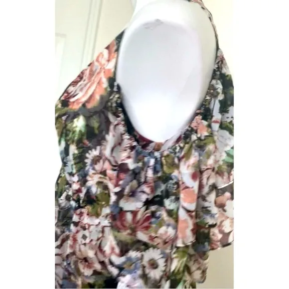 Planet Blue Blu moon renaissance ruffle Floral mini dress XSmall off the back