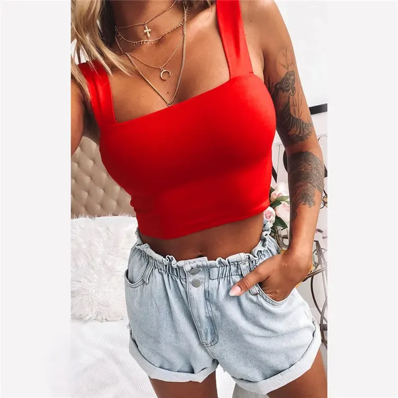 Playful Vibes Square-Neck Crop Top