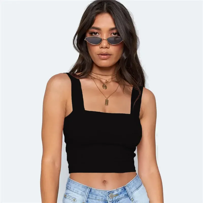 Playful Vibes Square-Neck Crop Top