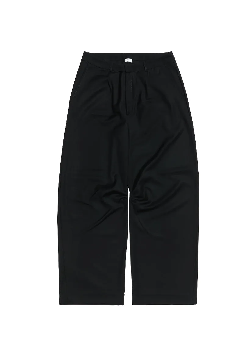 Pleated trousers black wool