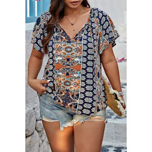 Plus Size Allover Print Boheme Loose Fit Top