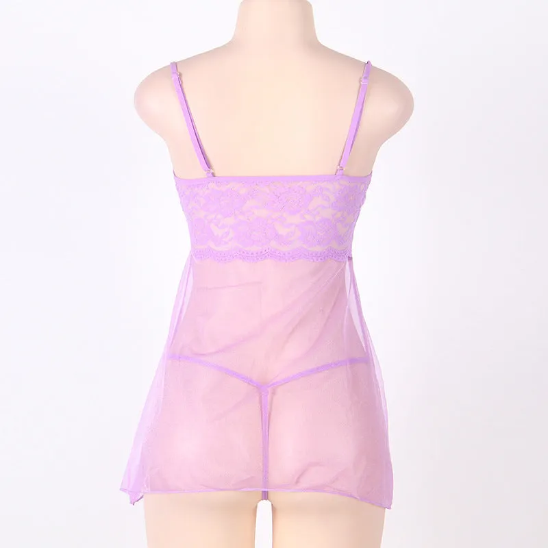 Plus Size Lacy Semi Sheer Mini Dress