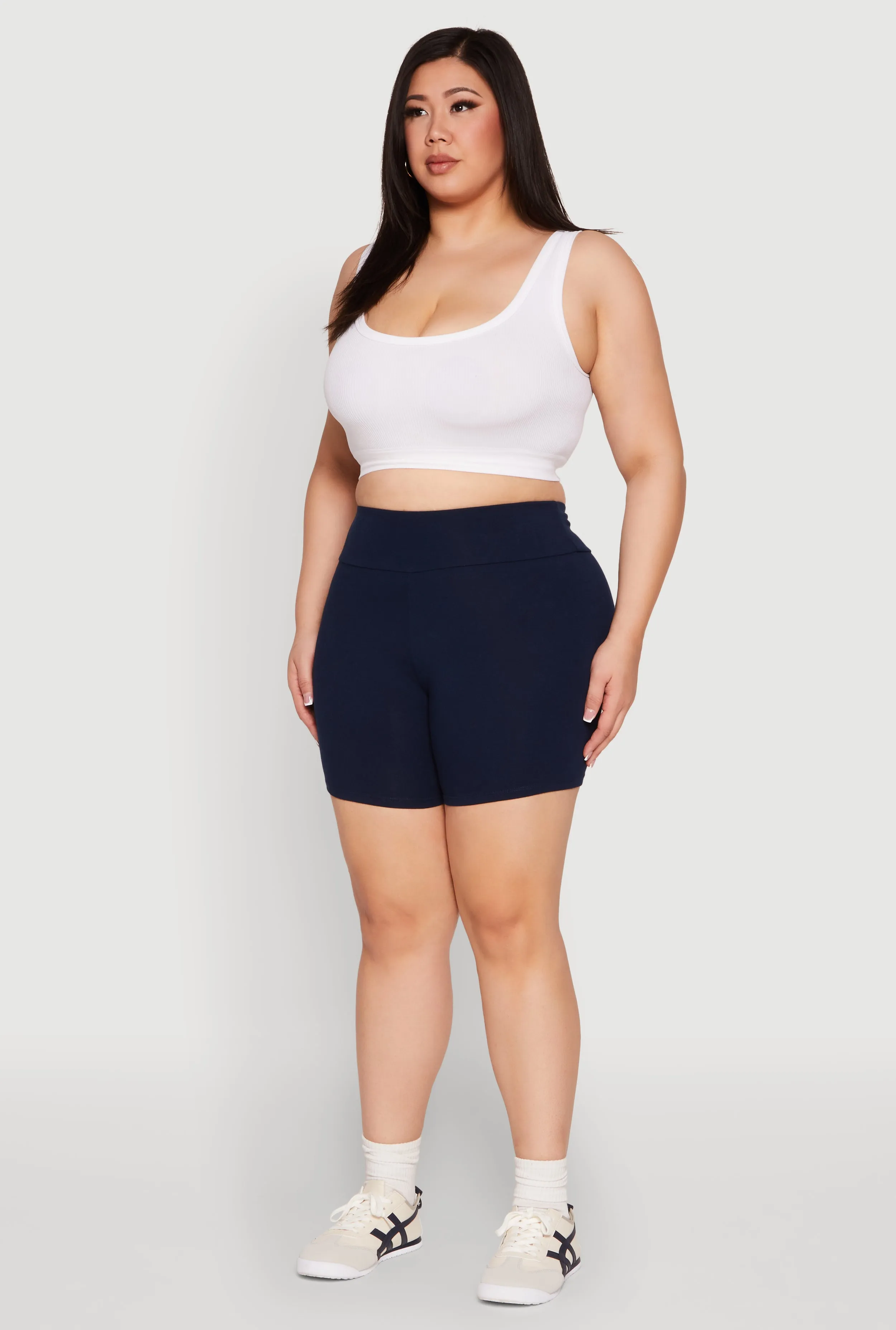 Plus Size Seamless High Waisted Biker Shorts