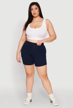 Plus Size Seamless High Waisted Biker Shorts