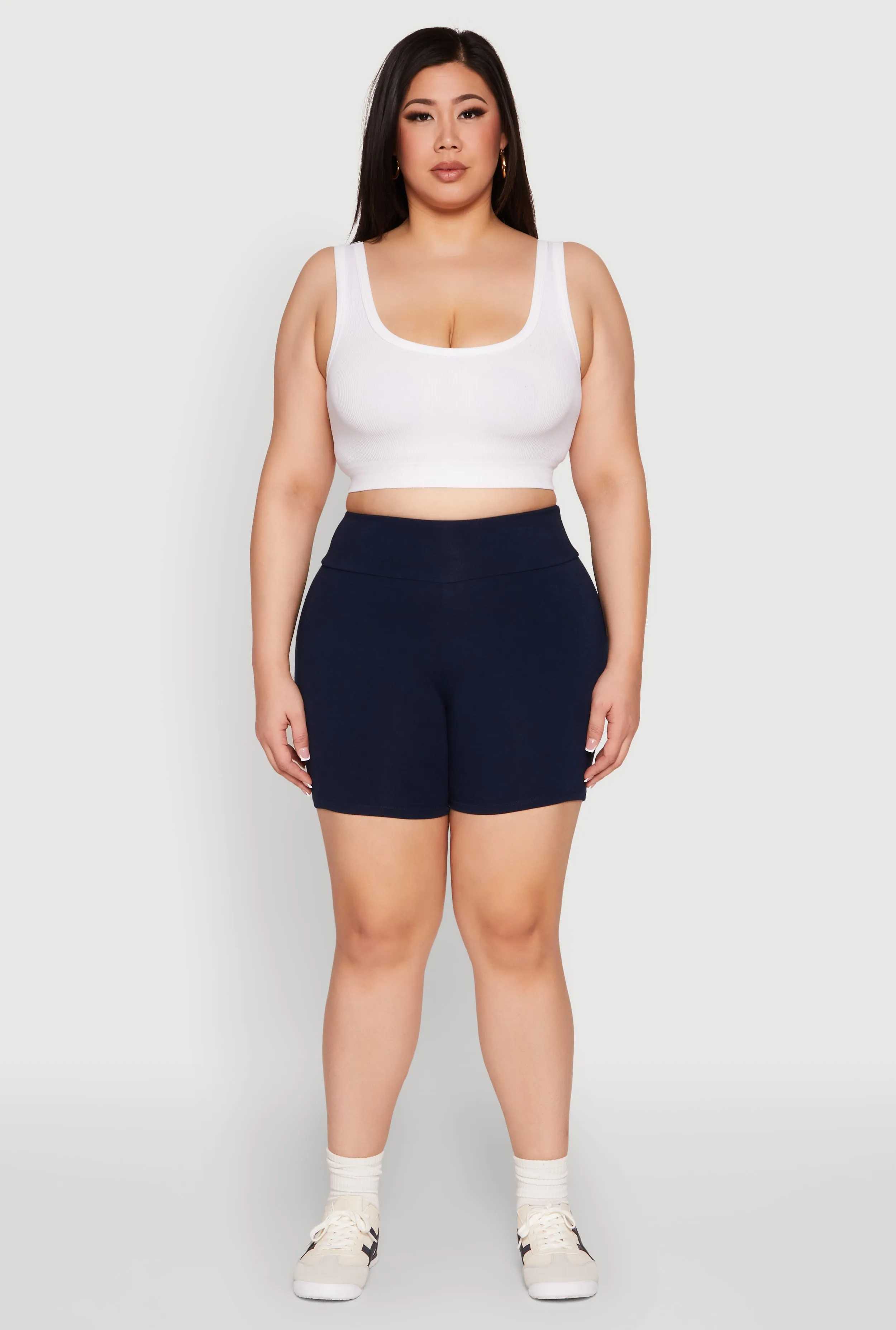 Plus Size Seamless High Waisted Biker Shorts
