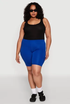 Plus Size Side Zip Pocket Biker Shorts