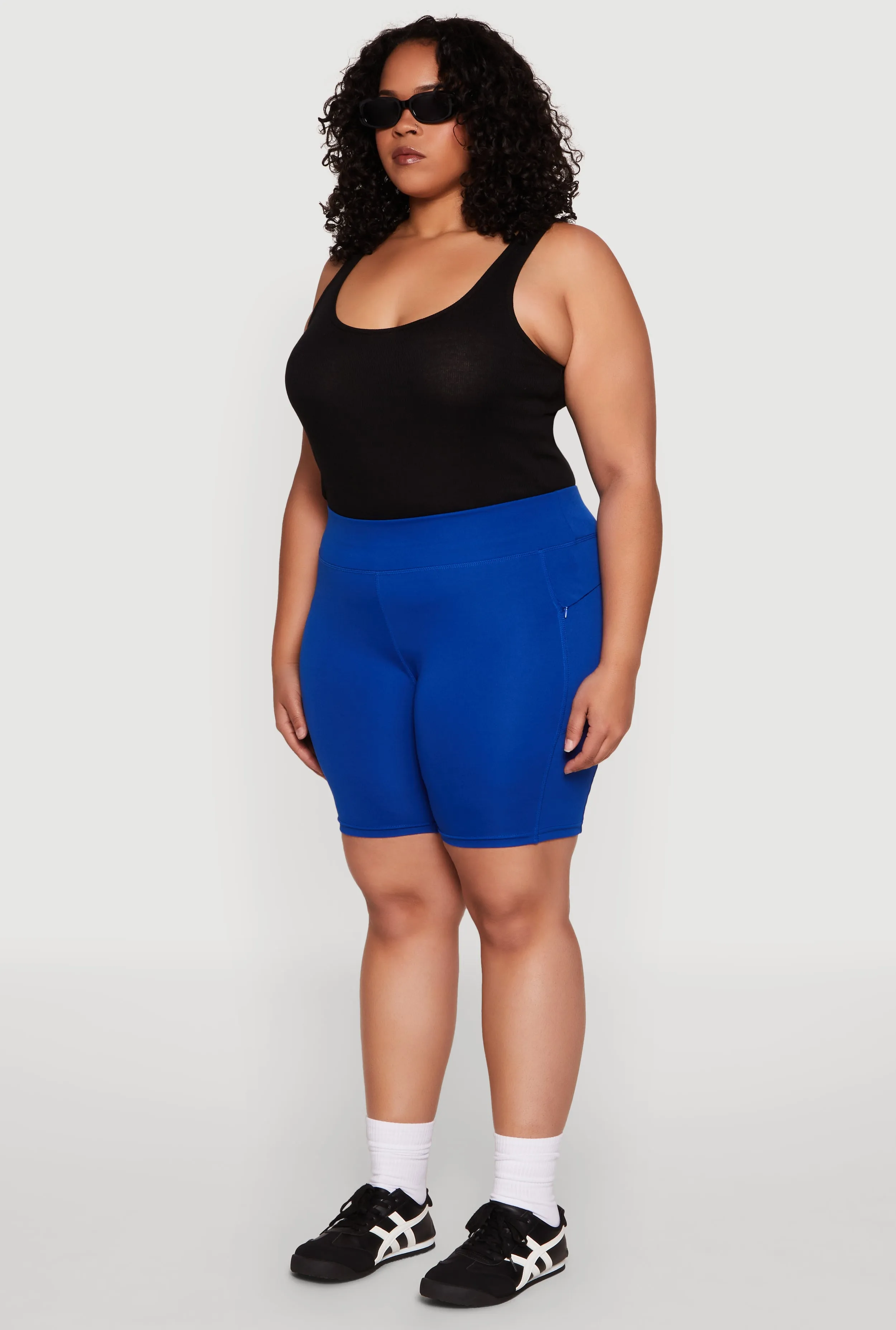 Plus Size Side Zip Pocket Biker Shorts