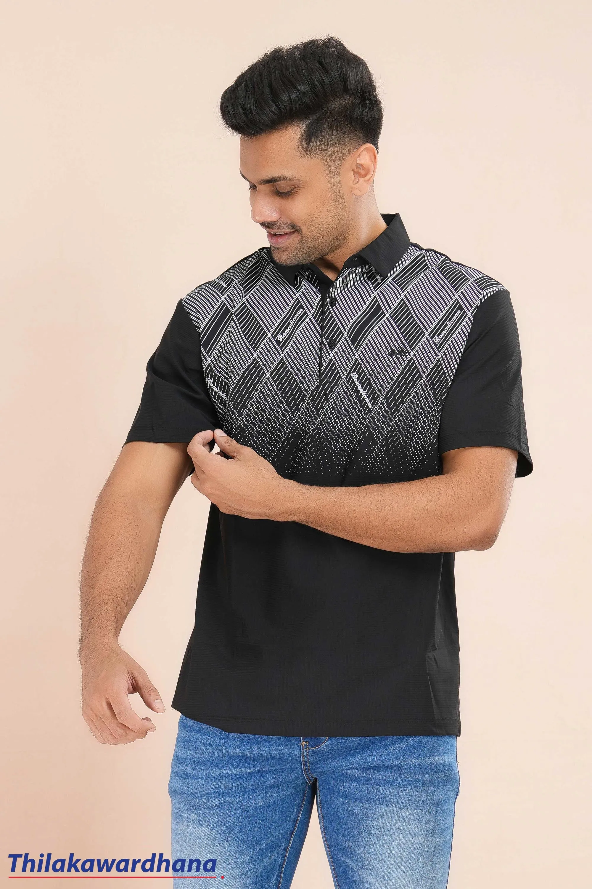 Print Detailed Polo T Shirt