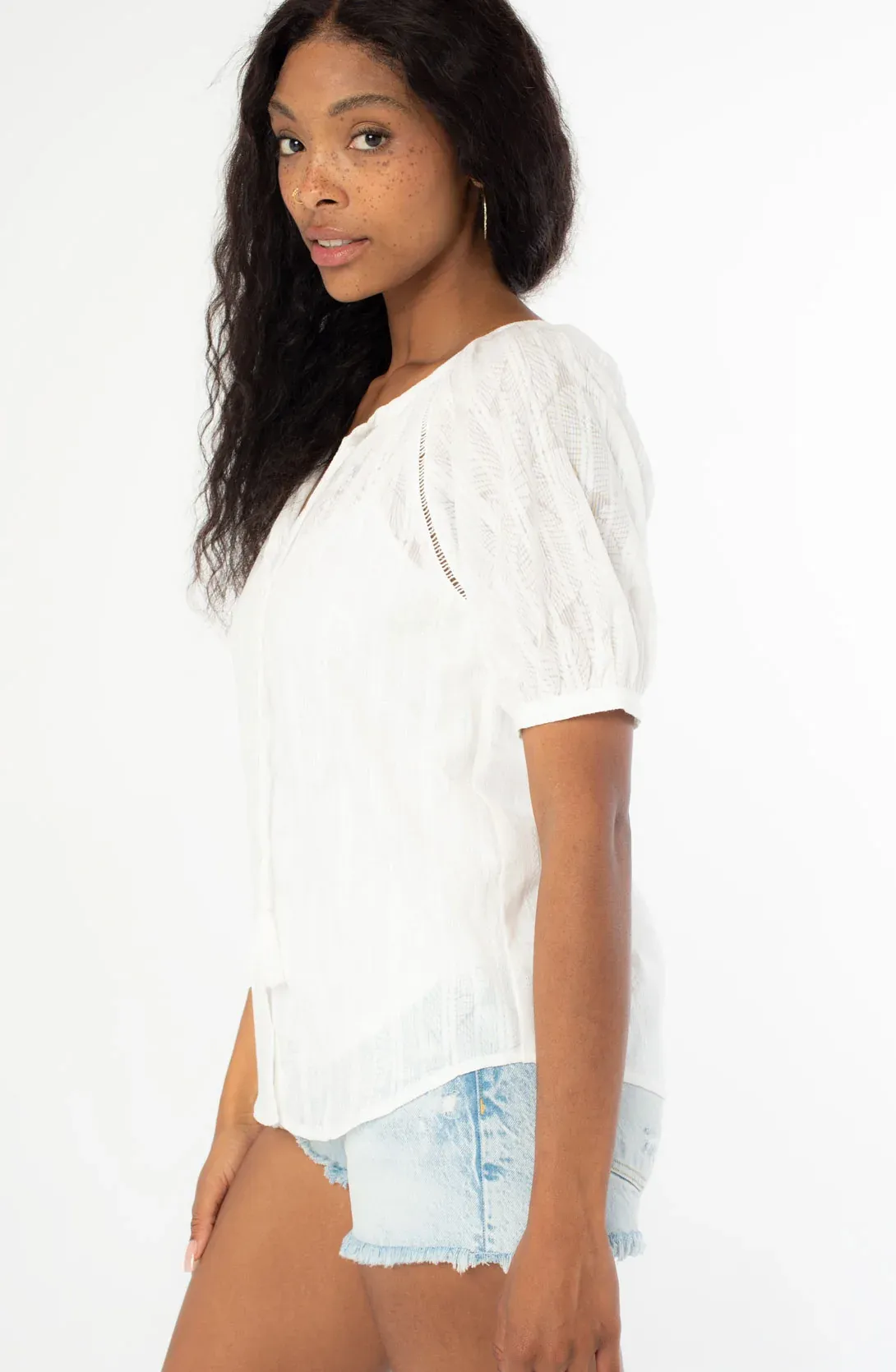 Puff Sleeve Button Down Blouse