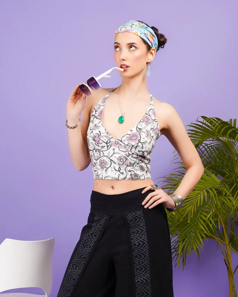 Pure blossom boho chic halter neck cotton top