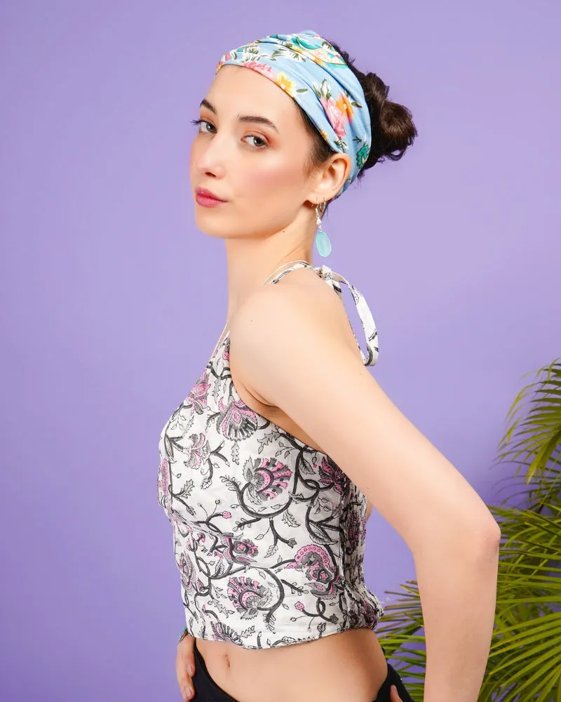 Pure blossom boho chic halter neck cotton top